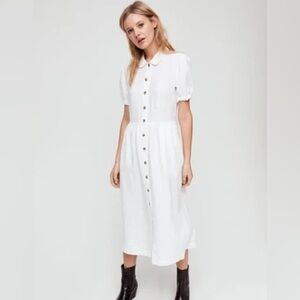Aritzia Wilfred Naeva Linen Dress in white size XXS